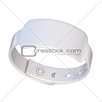 White rubber bracelet, closed. 3D