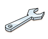 Wrench linear isometric funny cartoon style icon