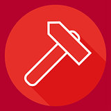 Linear hammer icon flat style