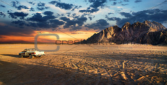 Sandy field in desert of Egypt
