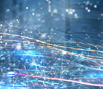 Abstract internet connection network background with motion effects