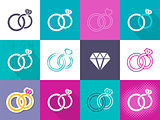 Various creative wedding rings icons