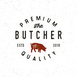 vintage butchery logo. retro styled meat shop emblem. vector illustration
