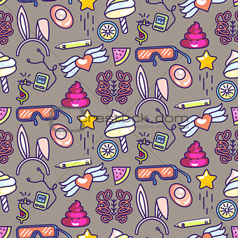 Doodles vector icons seamless pattern.