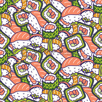 Japan food traditional vector seamless pattern.