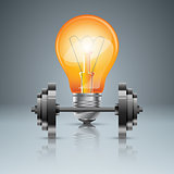 Barbell, bulb - 3d realistic icon