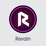 Revain Cryptographic Currency. Vector R Icon.