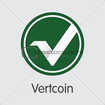 Vertcoin Virtual Currency. Vector VTC Coin Symbol.