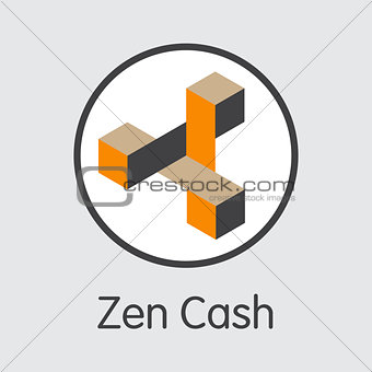 Zencash Cryptographic Currency. Vector ZEN Graphic Symbol.