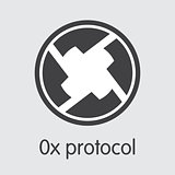 0X Protocol Digital Currency. Vector ZRX Graphic Symbol.