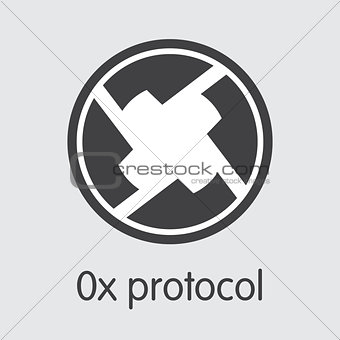 0X Protocol Digital Currency. Vector ZRX Graphic Symbol.