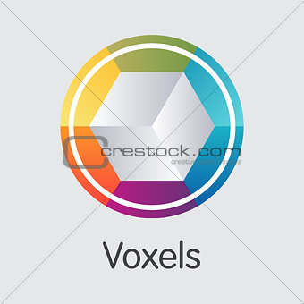 Voxels Cryptocurrency. Vector VOX Graphic Symbol.