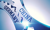 China Germany - Mechanism of Shiny Metal Cog Gears. 3D.