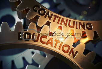 Continuing Education Concept. Golden Gears. 3D Illustration.
