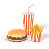 Hamburger, french fries and cola fast food meal