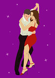 Salsa dancing couple man and woman in vector. International tango day