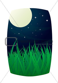 Full moon and starry night sky with grass
