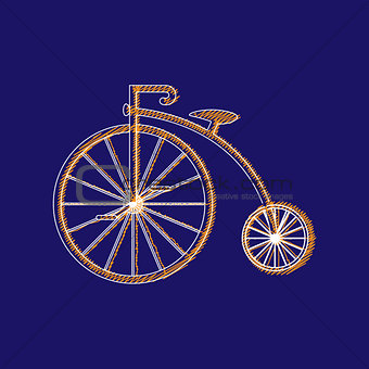 Penny-farthing icon white isolated on green background. antique old bicycle with big wheels.