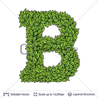 Letter B symbol of green leaves.