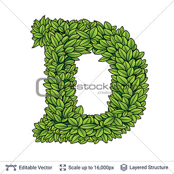 Letter D symbol of green leaves.