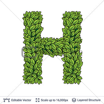 Letter H symbol of green leaves.