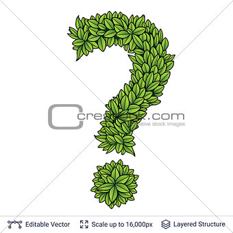 Question sign of green leaves.
