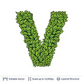 Letter V symbol of green leaves.