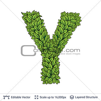 Letter Y symbol of green leaves.