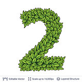 Number symbol of green leaves.