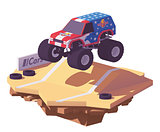 Vector low poly monster truck