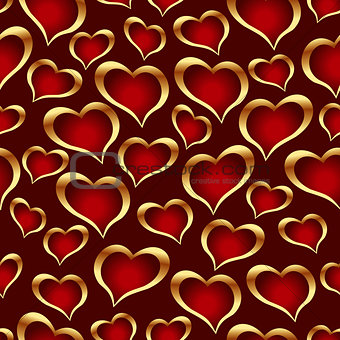 Golden hearts background.