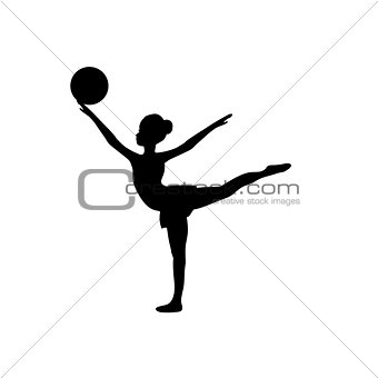 Girl gymnastic sport silhouette sportswoman ball