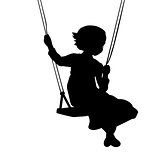 Silhouette girl play swinging swing