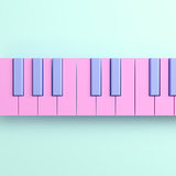 Pink piano keyboard on bright background in pastel colors