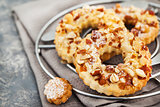 Ring shortbread cookies with peanuts on top