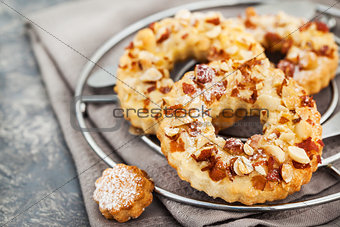 Ring shortbread cookies with peanuts on top
