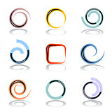 Design elements set. Spiral and circle shapes. 