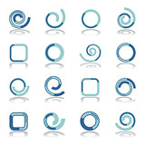 Design elements set. Spiral, circle and square shapes. 