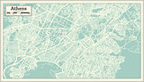 Athens Greece Map in Retro Style.