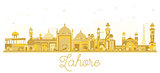 Lahore Pakistan City skyline golden silhouette.