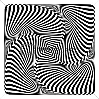 Rotation, swirl and torsion illusion. Op art design. 