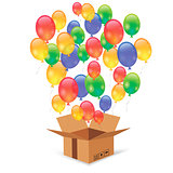 Cardbox and Colorful Balloons