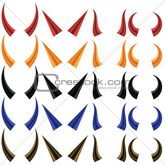 Set of Different Colorful Horns