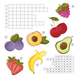 Crossword for learning English. Find the fruits and berries words