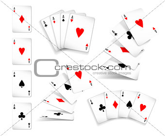 Several variants Set of four aces deck of cards