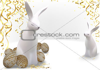 Easter Greeting Card with Golden Easter Eggs
