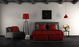 Black and red modern master bedroom