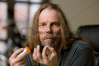 Man with an Opiod Pill 