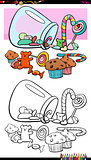 sweets and candies group coloring book