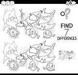 differences game with fish coloring book